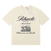 Rhude Heave on Earth Retro Printed High Street Loose Couple Short sleeved T-shirt Summer