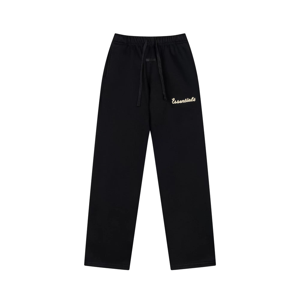 Fog Essentials Contrast Cream Logo Black Straight‑Leg Unisex Sweatpants