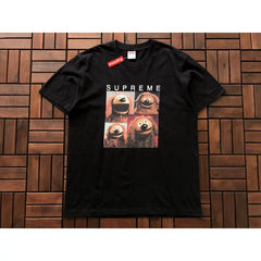 Supreme Black Puppy Grid Graphic T‑Shirt Casual Hip‑Hop Short‑Sleeve Tee