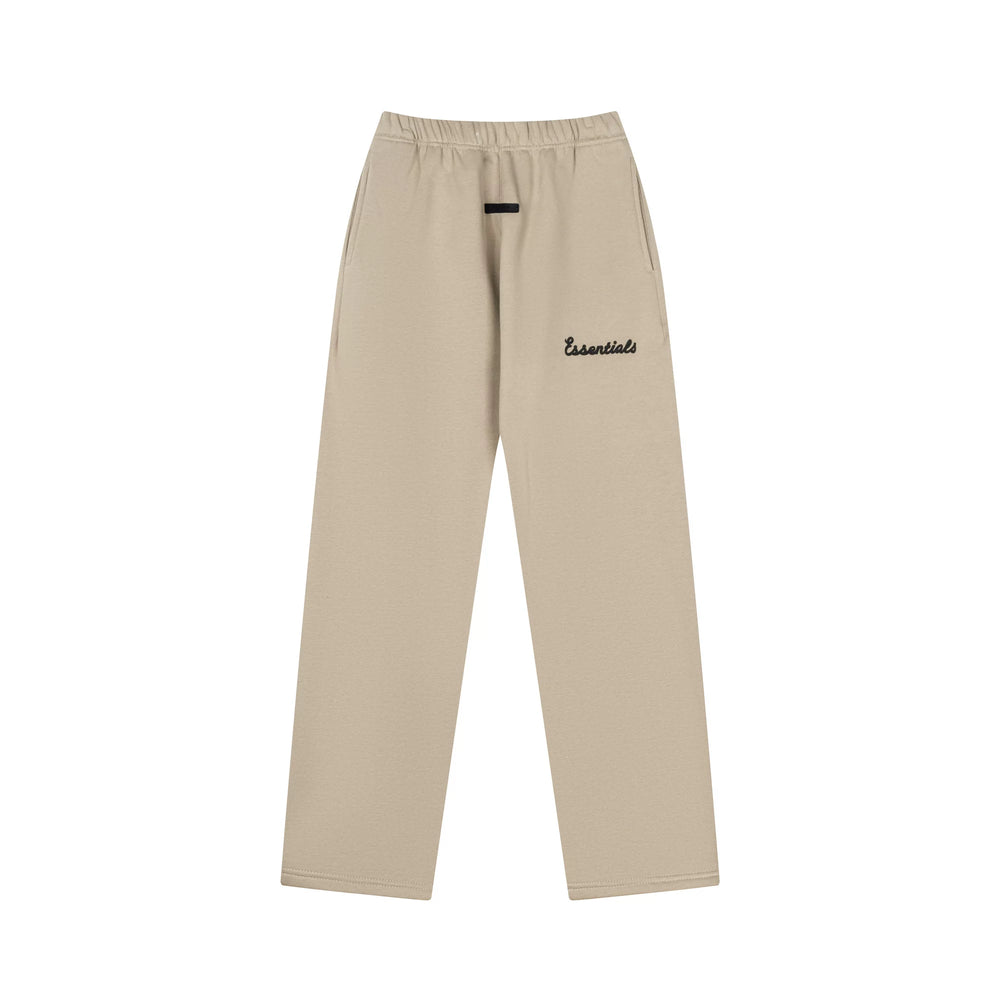 Fog Essentials Light Khaki Minimalist Straight‑Cut Drawstring Sweatpants