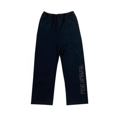 Kanye Navy Blue Straight‑Leg Lettered Casual Sweat Pants