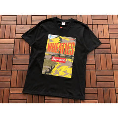 Supreme Black Wheaties Camo Graphic Short‑Sleeve T‑Shirt Hip‑Hop Street‑Wear Tee