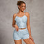 Russian European American Cross border Pajamas Women's Straps Button Ruffle Short Top Shorts Fashion Sexy Home Clothes (1)