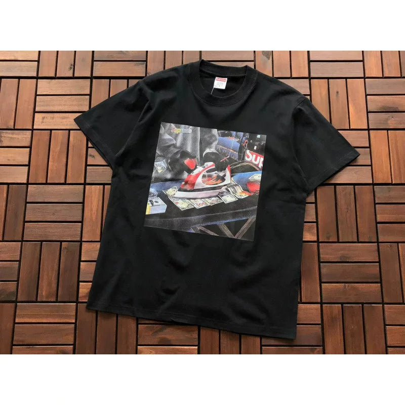 Supreme Black Cruise Graphic Printed Short‑Sleeve T‑Shirt Casual Top