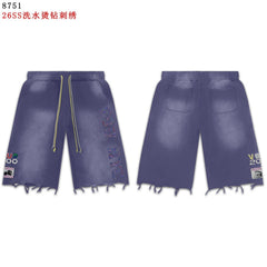 VALEFOREVER Blue Washed Denim Shorts with White Script Print