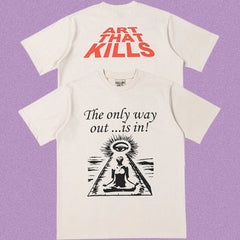 Gallery Dept. Meditation Graphic Short Sleeve T-Shirt - Cream/Red