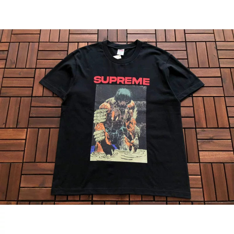 Supreme Black Monster Graphic Photo Print Short‑Sleeve T‑Shirt Fashion Street Tee
