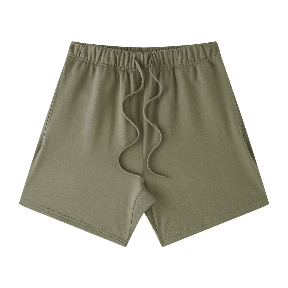 Yeezy Olive Green Loose‑Fit Street‑Style Drawstring Sweat Shorts
