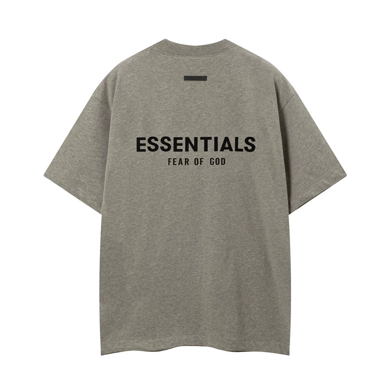 Fog Essentials Dark Grey Oversized Letter Print Short‑Sleeve T‑Shirt High‑Street Hip‑Hop Top