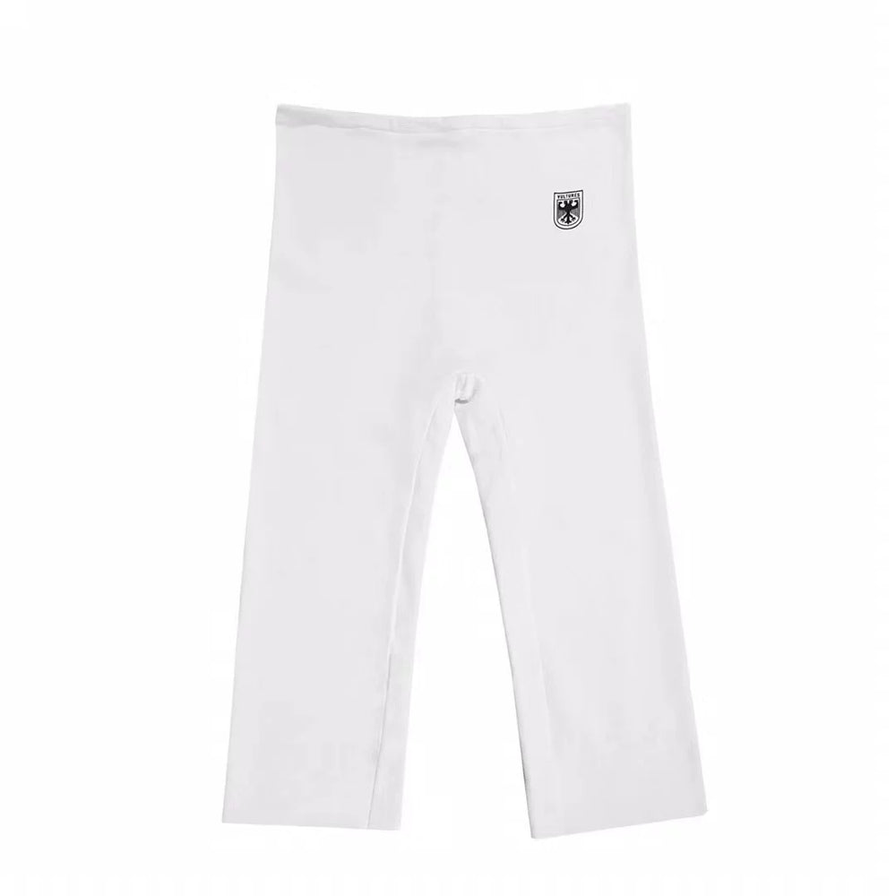 Kanye White Straight‑Leg Elastic‑Waist Casual Sweat Pants