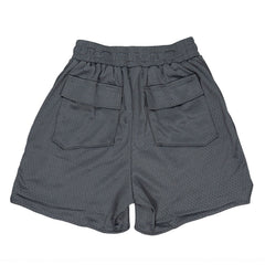 Rhude Large Logo Applique Mesh Streetwear Drawstring Dark Grey Shorts