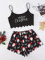Festive Christmas Santa Claus Ruffle Shorts Pajamas Set