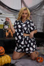 Cute Halloween Spooky Ghost Print Satin Pajamas Set