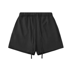 Kanye Black Solid‑Color Drawstring Loose‑Fit Casual Sweat Shorts