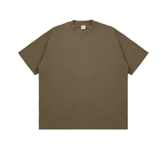 Kanye Brown Solid‑Color Oversized Drop‑Shoulder Basic T‑Shirt