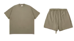 Kanye Taupe Oversized T‑Shirt & Drawstring Sweat Shorts Matching Two‑Piece Set