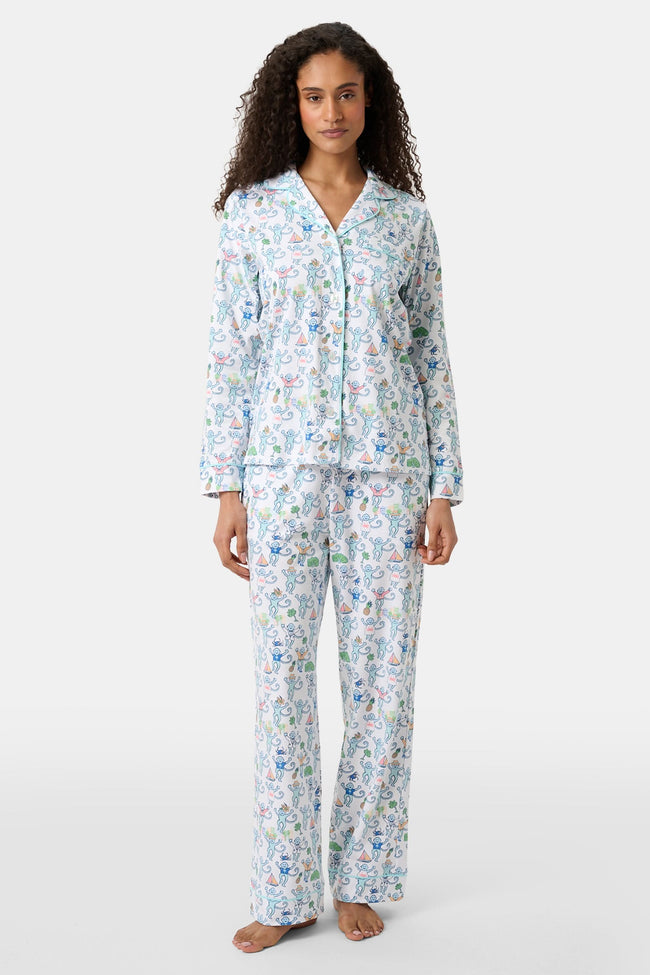 Charleston Monkey Long Sleeve Polo Pajamas Hover Image