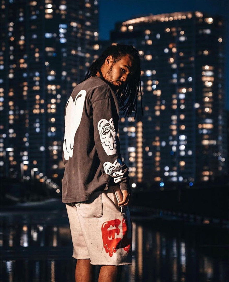 Saint Michael Dripping Heart & Lettering Graphic Sweat Shorts