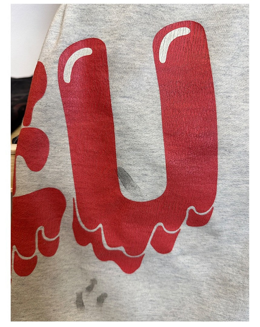 Saint Michael Dripping Heart & Lettering Graphic Sweat Shorts