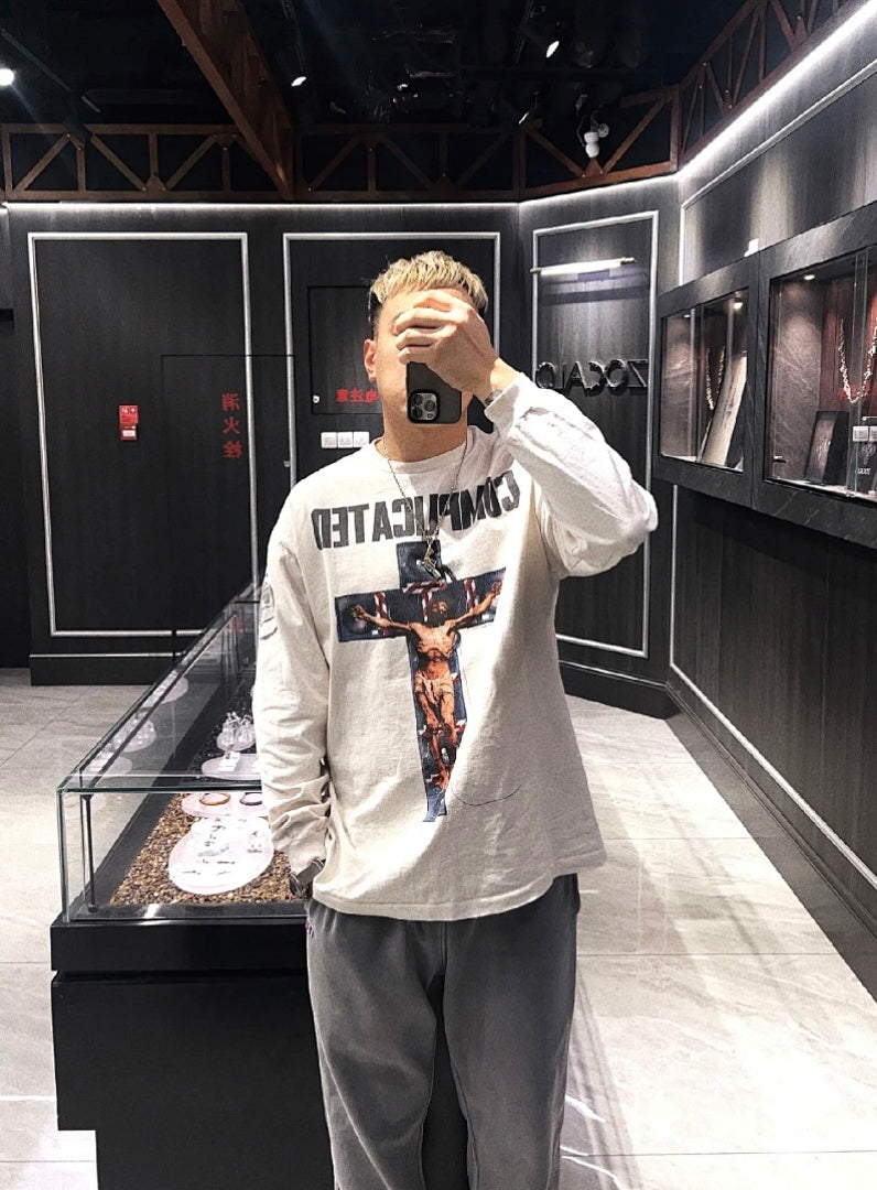 Saint Michael Complicated Cross Print Sweatshirt
