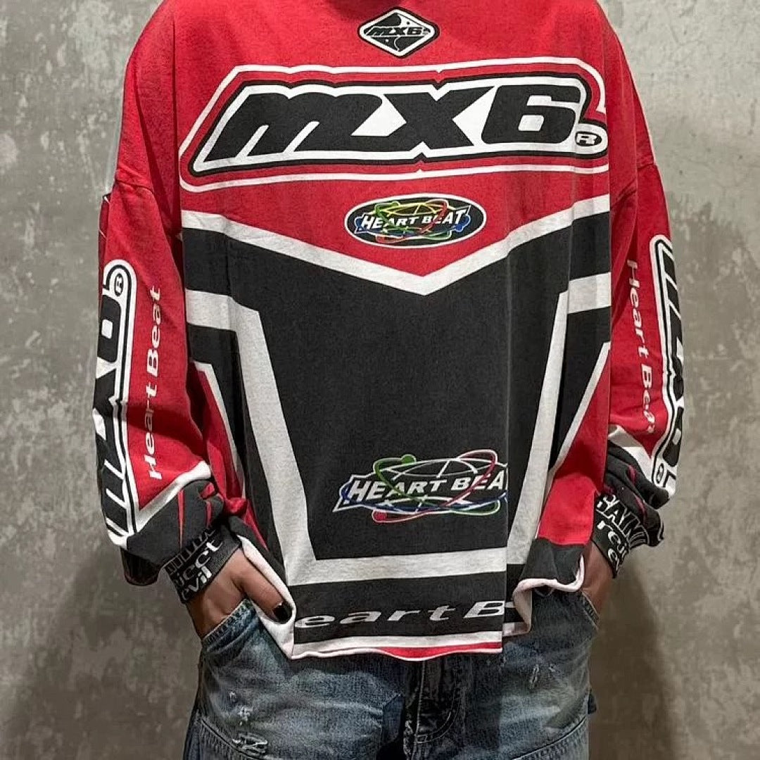 Saint Michael Racing Patch Paneled Long Sleeve Sweatshirt