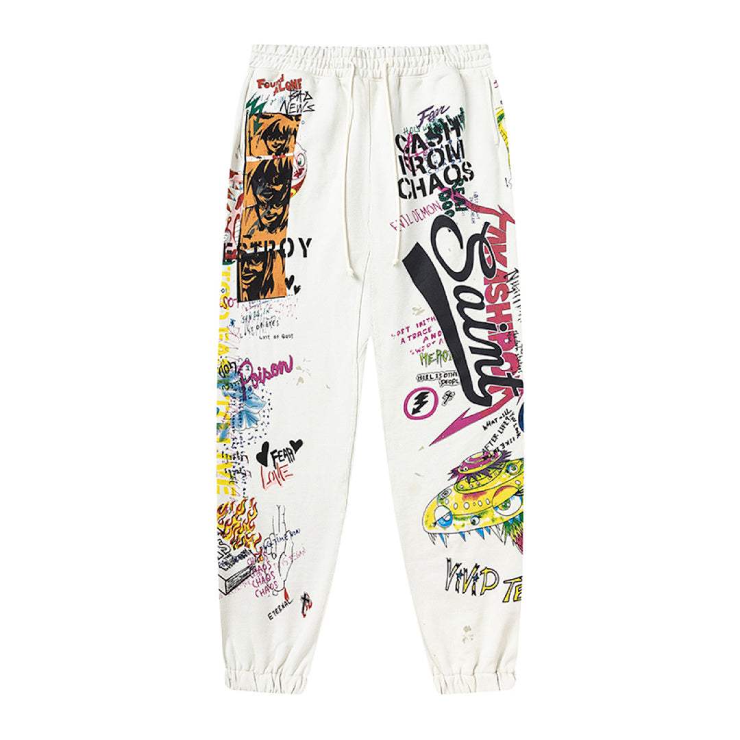 Saint Michael ST904 All-Over Graffiti Collage Sweatpants
