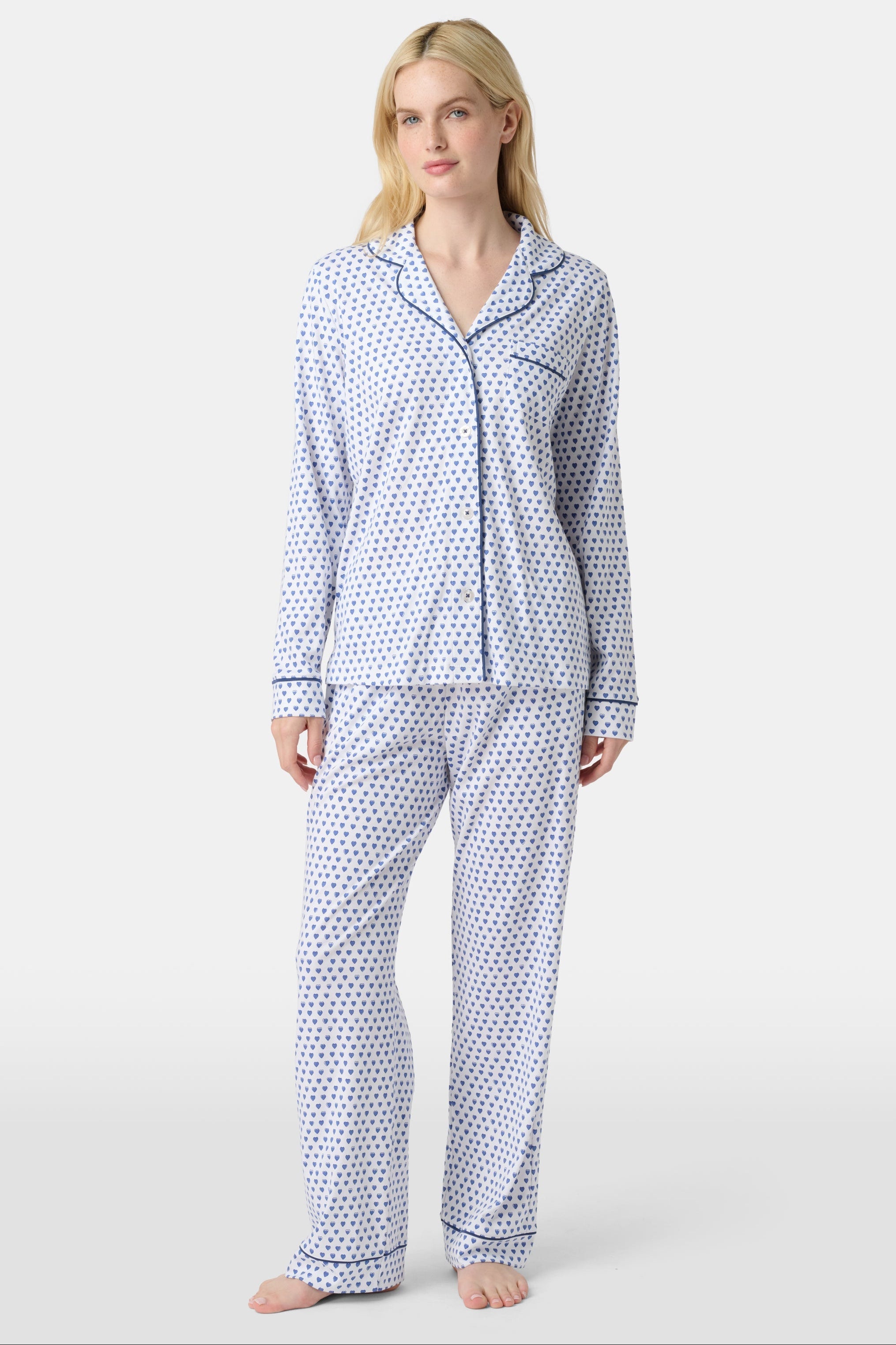 Hearts Long Sleeve Polo Pajamas