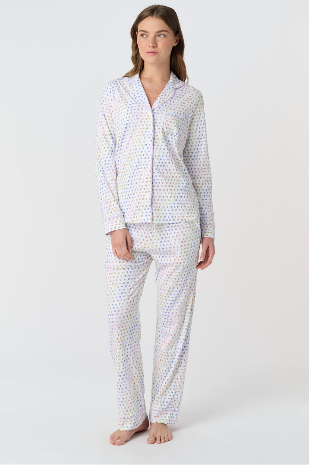 Disco Hearts Long Sleeve Polo Pajamas
