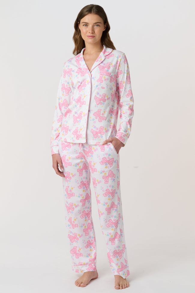 Doily Beaux Long Sleeve Polo Pajamas Hover Image