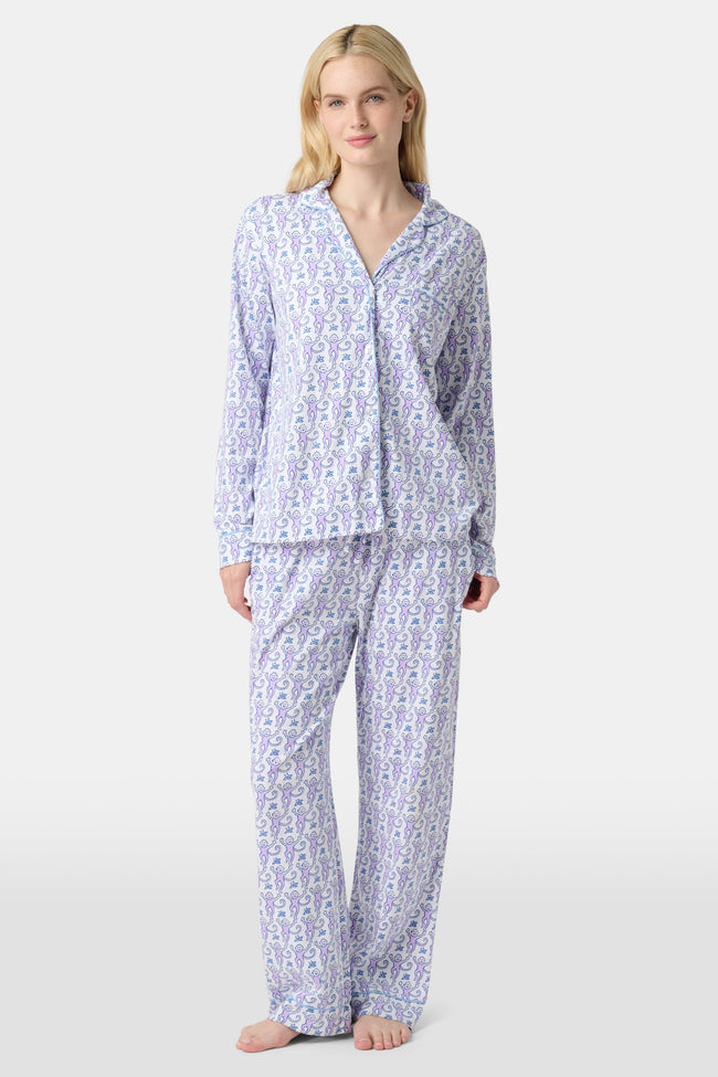 Monkey Long Sleeve Polo Pajamas Hover Image
