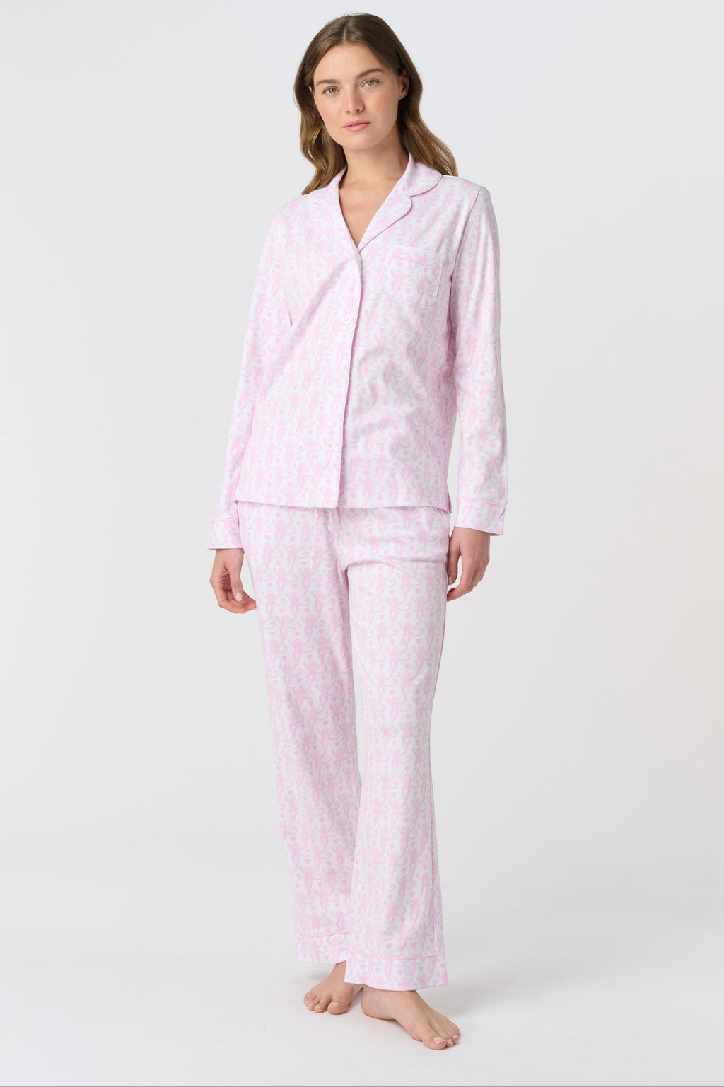 Lovely Monkey Long Sleeve Polo Pajamas
