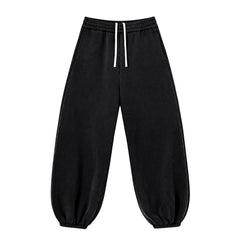 Kanye Black Vintage‑Washed Oversized Balloon‑Leg Sweatpants Drawstring Elastic Cuff Joggers