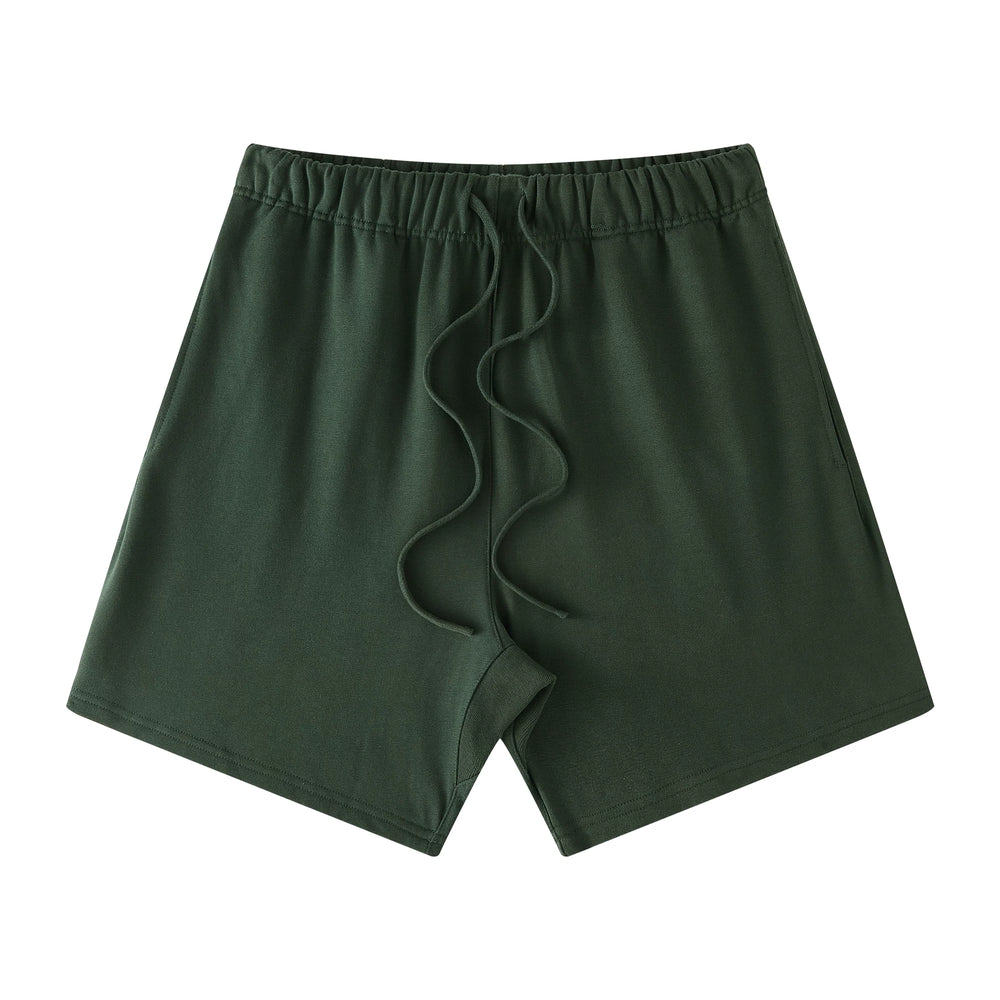 Yeezy Dark Green Loose‑Fit Street‑Style Drawstring Sweat Shorts