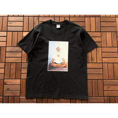Supreme Black Character Portrait Photo Graphic Short‑Sleeve T‑Shirt Hip‑Hop Statement Tee
