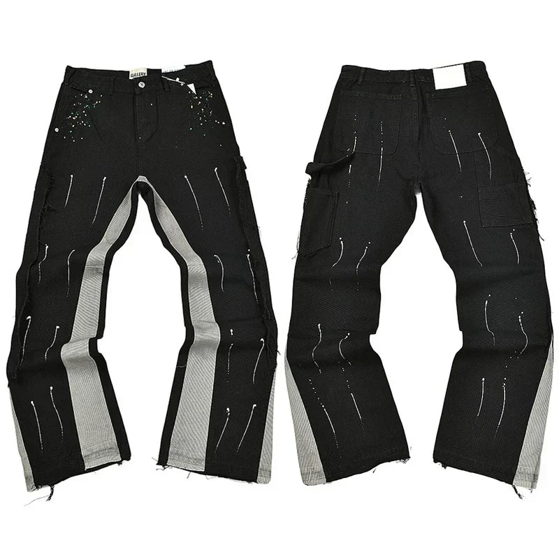 Gallery Dept. Contrast Side Panel & Spray Stripe Utility Cargo Pants