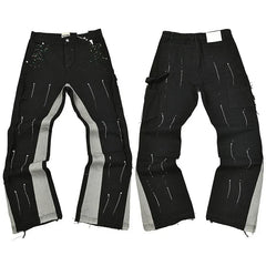Gallery Dept. Contrast Side Panel & Spray Stripe Utility Cargo Pants