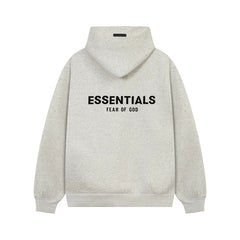 Fog Essentials Heather‑Grey Heavy‑Weight Oversized Hoodie Street‑Wear Pullover