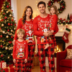 European and American Cross border Christmas Home Clothing Parent Child Long Sleeve Family of Four Christmas Day Pajama Set