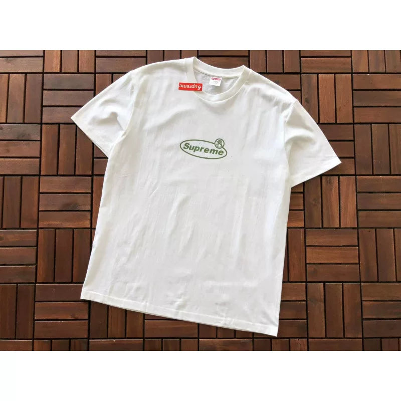 Supreme White Oval Green Logo Short‑Sleeve T‑Shirt Casual Urban Top