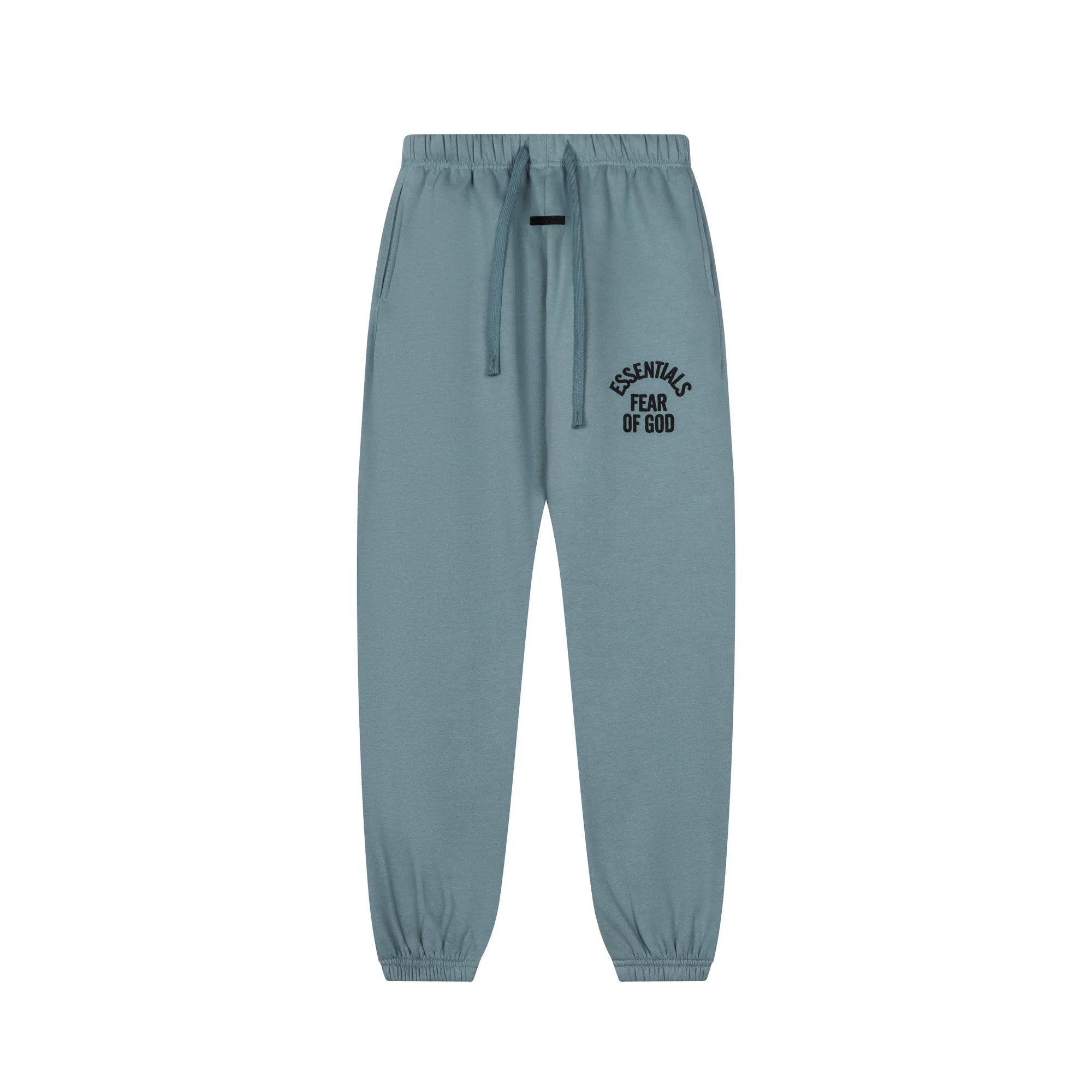 Fog Essentials Slate‑Blue Hip‑Hop Jogger Sweatpants Side Logo Print Elastic Waist Street Pants