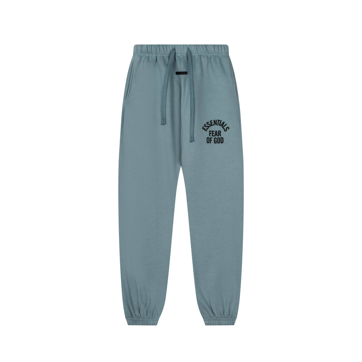 Fog Essentials Slate‑Blue Hip‑Hop Jogger Sweatpants Side Logo Print Elastic Waist Street Pants