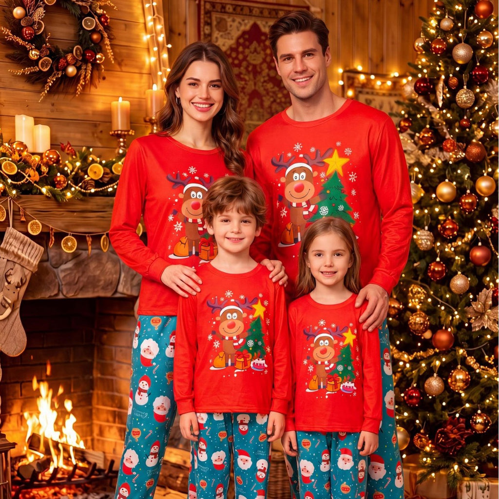 New Christmas Printed Parent Child Long Sleeve Pajama Set Home Clothes Christmas Matching Pajamas