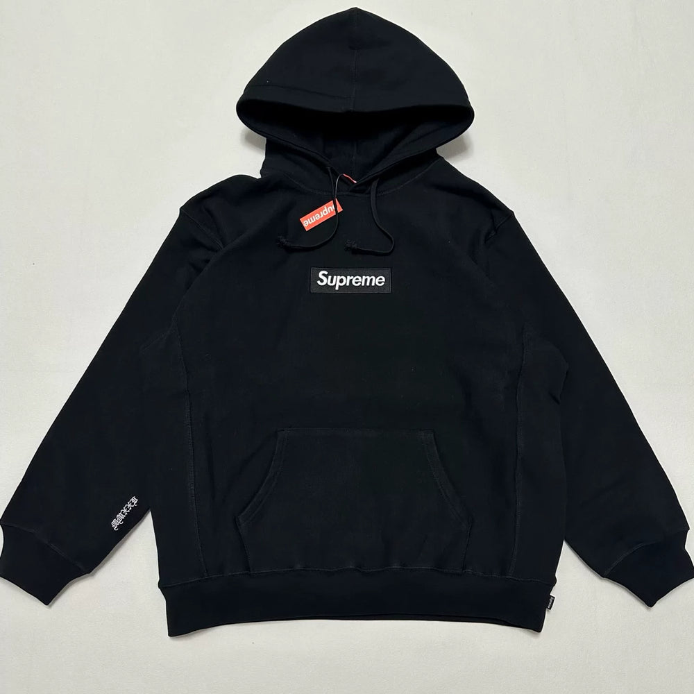 Supreme Black Box‑Logo Pullover Hoodie Classic Chest Logo Hip‑Hop Oversized Sweatshirt