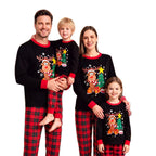 Cross border European and American Christmas autumn/winter parent-child fashion printed contrasting long sleeved pants family two-piece set pajamas