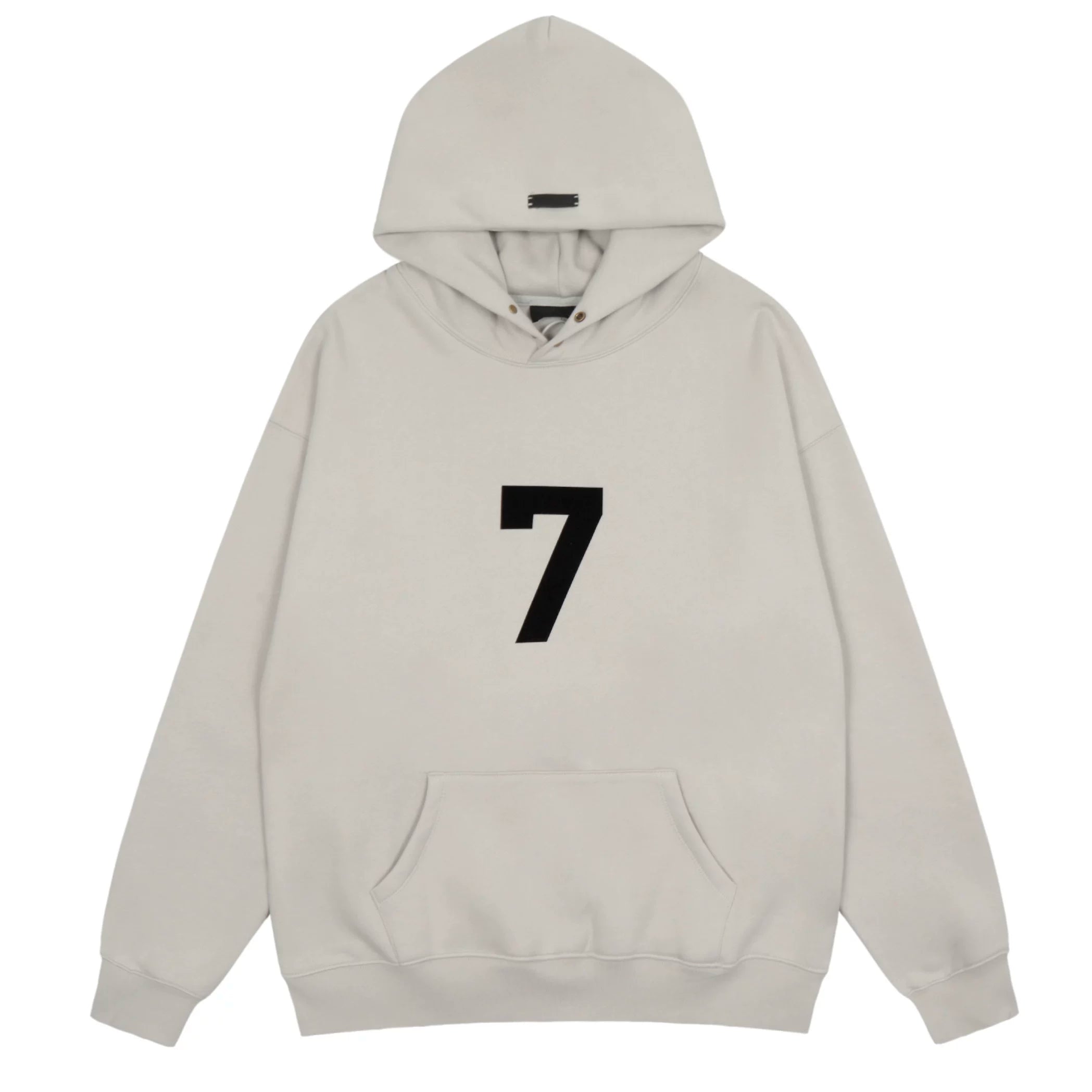 Fog Essentials Off‑White Large Black Number 7 Graphic Oversized Pullover Hoodie