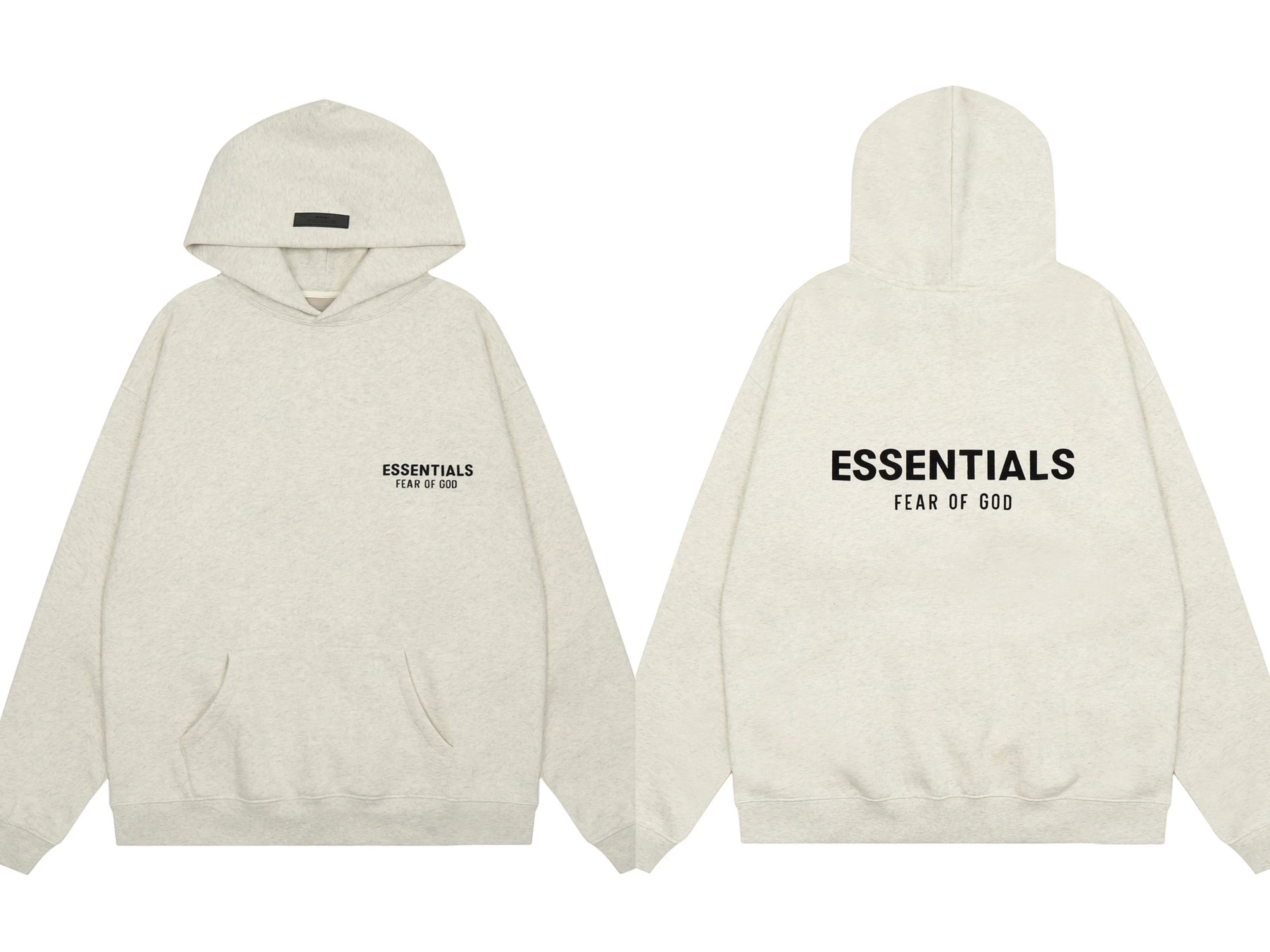 Fog Essentials Oat‑Heather Oversized Pullover Hoodie