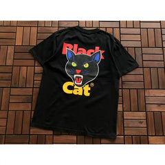 Supreme Black Cat Graphic Short‑Sleeve T‑Shirt Hip‑Hop Street‑Wear Tee