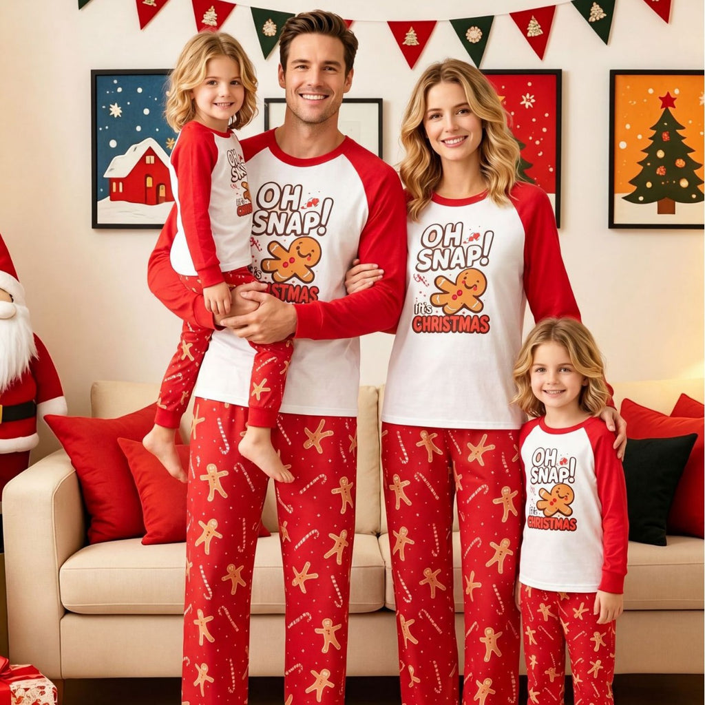 European and American Amazon Christmas Autumn/Winter Parent Child Pajama Printed Fashion Round Neck Long Sleeve Parent Child Home Clothes Set
