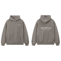 Fog Essentials Dark Taupe Brown Fleece‑Lined Oversized Pullover Hoodie Chest Logo