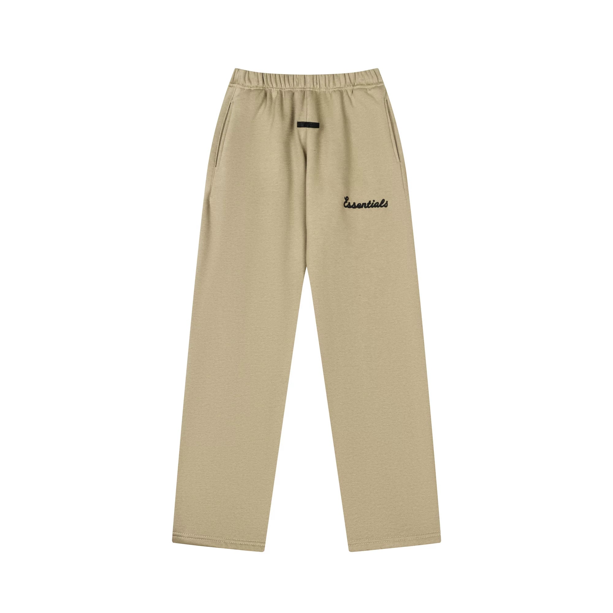 Fog Essentials Warm‑Tone Tan Loose Straight‑Leg Embroidered Street‑wear Sweatpants